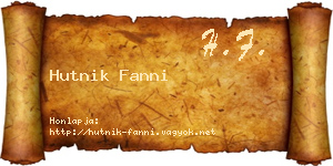 Hutnik Fanni névjegykártya